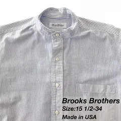 【15 1/2-34】Brooks Brothers スタンドカラーシャツ / All Cotton / Made in USA / Stripe（ライトブルー×ホワイト／キャンディーストライプ） L相当 メンズ