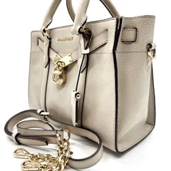 ✨良品✨ Michael kors マイケルコース ハンドバッグ  トートバッグ ショルダーバッグ レザー 革 ホワイト 白色 ゴールド金具 ユニセックス 男女兼用 メンズ レディース
