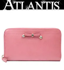 【広尾店】プラダ PRADA リボン ラウンドファスナー長財布 サフィアーノレザー ピンク 1M0506 【17857】