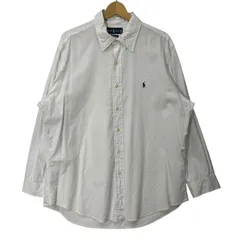 90's vintage 90年代 ヴィンテージ Ralph Lauren ラルフローレン CUSTOM FIT ポニー刺繡 長袖 シャツ ボタンダウン ワンポイント刺繡 CHINA製 ホワイト