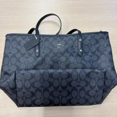 COACH コーチ トートバッグ シグネチャーシティ ジップトップトート F58292 ブラック系PVCx レザーレディース ショルダーバッグシルバー金具 美品