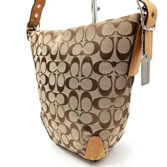 【良品】 COACH コーチ シグネチャー ショルダーバッグ トートバッグ ワンショルダーバッグ キャンバス ベージュ レザー 革 ユニセックス 男女兼用 メンズ レディース