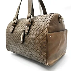 【良品】 Cole Haan コールハーン トートバッグ　ハンドバッグ  ショルダーバッグ ボストンバッグ 編み込み イントレチャート レザー 革 ベージュ 肌色 チャーム ゴールド金具 ユニセックス 男女兼用 メンズ レディース