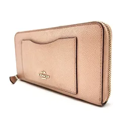【良品】 COACH 長財布 ロングウォレット ラウンドファスナー レザー ベージュ レディース 小銭入れ