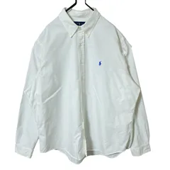 ホワイト 白 ラルフローレン ワンポイントオーバーサイズ カジュアル 2XL ボタンダウン シャツ レディース ユニセックス メンズ 古着 長袖