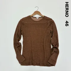 HERNO ヘルノ⭐︎薄手総柄長袖プルオーバー 46 ブラウン ロングスリーブ ガーゼニット