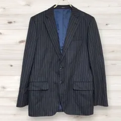 1384 コムサイズム COMME CA ISM テーラードジャケット アウター (S) ネイビー ストライプ 総柄 ウール