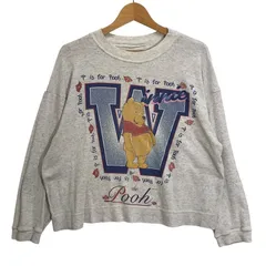 ヴィンテージ Disney/ディズニー プーさん キャラクタープリント スウェット トレーナー 長袖 フロントプリント メンズ グレー
