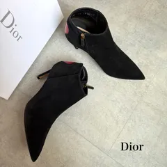 Christian Dior クリスチャンディオール ハートデザイン スエード レザー ブラック ブーティ　36D 23cm ショートブーツ L25