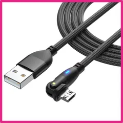 3m_ブラック Micro USB ケーブル Ｌ字型 180度回転 急速充電 高速データ転送 マイクロ USB ケーブル 強化TPE製 USB Type A to マイクロb ケーブル Micro充電コード Android スマホ充電ケーブル Type-B P