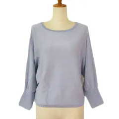 クードシャンス CdeC COUP DE CHANCE ネックビーズラメドルマンニット 38 青 ブルー