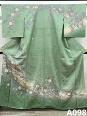 辻ヶ花 訪問着 銀通し 金彩 紋意匠 正絹 躾糸付き A098