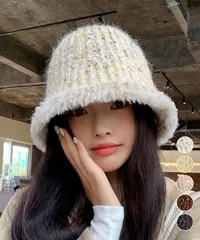 ニット バケットハット 暖かい帽子 秋冬
