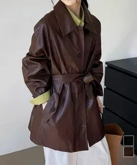 エコレザーロングジャケット アウター