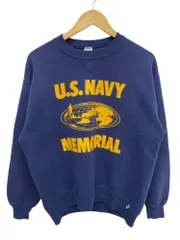 RUSSELL ATHLETIC (ラッセルアスレティック) ミリタリープリントスエット トレーナー USA製 80S 90S 裏起毛 前V 古着 ビンテージ U.S.NAVY L ネイビー メンズ/045