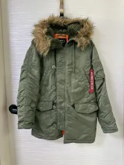 アルファインダストリーズ N3B フード ダウン コート セージ カーキ XS モッズコート