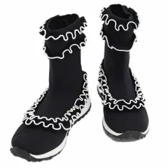 JIMMY CHOO ジミーチュウ ユージン スニーカーブーツ ニットブーツ ブラック レディース ソックスブーツ 38(24.5cm位) フリル EUGENE