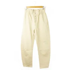 ザラ ZARA パンツ ツイル カジュアル ワイド テーパード ハイウエスト ボタンフライ コットン 小さいサイズ XS ベージュ /CK8