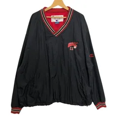 00's/00年代ヴィンテージ Champion/チャンピオン MARSHALL CARDINALS Vネックナイロンプルオーバージャケット ライトアウター ナイロンジャケット ドローコード オーバーサイズ  Philippines製 メンズ XXL ブラック