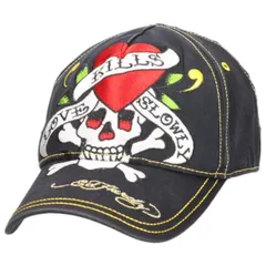 古着 エドハーディー ED HARDY ドクロ柄 スカル柄 ベースボールキャップ フリーサイズ相当/gaa005989