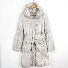 ボナジョルナータ BUONA GIORNATA リバーシブル ダウンコート ボリュームカラー ベルト付き L ライトベージュ kz12960