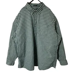 2XL チェック エディーバウアー グレー グリーン 緑 ボタンダウン オーバーサイズ シャツ レディース ユニセックス メンズ 古着 長袖