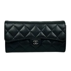 【CHANEL】 シャネル マトラッセ ロングフラップウォレット AP0241 キャビアスキン ブラック シルバー金具 長財布 財布 レディース 【中古】 USED-B 【9304】
