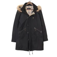 BURBERRY BLACK LABEL モッズコート ダウンジャケット　ブラック　L ノバチェック　ラクーンファー 防寒