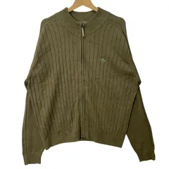 LACOSTE ラコステ クレイジーニッティングハイネック ダブルジップカーディガン ニット セーター ワンポイント刺繡 オーバーサイズ ビッグシルエット 6サイズ ブラウン