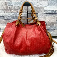 GIANNI CHIARINI ジャンニキャリーニ 2wayレザーハンドバッグ トートバック ショルダーバッグ 革鞄 オレンジレッド ブラウン