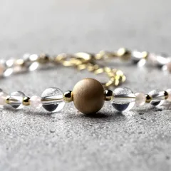 高品質天然水晶6・4mm / モルガナイト3mm / 桜8mm ウッドビーズ 天然石アクセサリー お守り パワーストーン ブレスレット　- suzukaze22