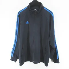 アディダス adidas トラックジャケット ジャージ L 紺系 ネイビー ジップアップ ライン ロゴ 文字 刺繍