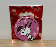 ジョイフル スヌーピー 缶バッジ ピンク SNOOPY 限定品 非売品　グッズ　PEANUTS
