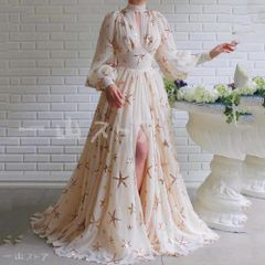 【新品・未使用】 シティスタイル 不規則デザイン ベージュ ポリエステル ドレス サイズ展開