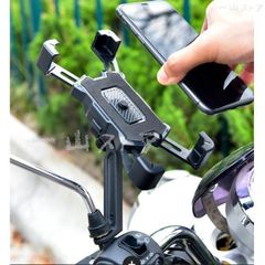 スマホホルダー オートバイ バイク用スクーター 原付 ハンドル装着 ミラー 360度回転 角度調整可能 便利 ナビ 固定 マウント スタン