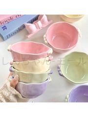 【新品?未使用】 パステルカラー かわいい 小さなハンドル付きセラミックボウル 2個/4個セット、デザート/サラダ/ヨーグルト/シリアルに最