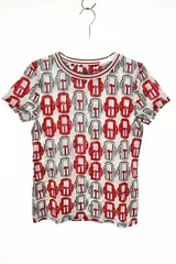 【中古】エルメス HERMES バックル柄 カットソー サイズ 34 半袖 総柄 ☆AA★●250725 レディース エルメス HERMES バックル柄 カットソー サイズ 34 半袖 総柄