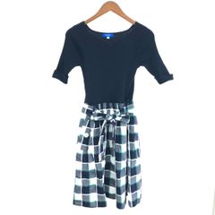 ブルーレーベルクレストブリッジ チェック切替ニットワンピース38