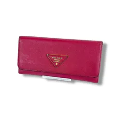 プラダ　PRADA トライアングルロゴ 二つ折り長財布　ロングウォレット　ピンク　サフィアーノレザー