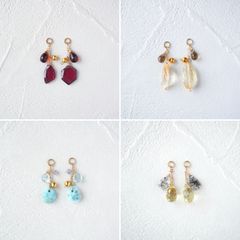 天然石 淡水パールとシトリンのピアス/イヤリングチャーム 14kgf