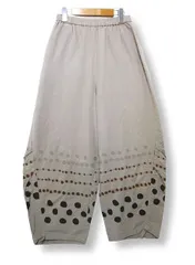 ◇【美品】慈雨 ジウ JIU センソユニコ コットン ワイドパンツ ウエストゴム 裏地あり 和柄ドット ベージュグレー Lサイズ40 秋冬春用■管理番号L29581SSS26-251206-50-3(510)