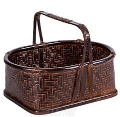 新品 バスケット 収納かご おしゃれ竹籠 編み 取っ手 持ち手 収納箱 小物入れ 茶道*お菓子入れ 竹工芸 可愛い良品
