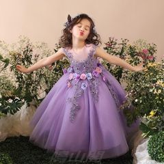 子供ドレス ロングドレス フォーマルドレス 子ども ピアノ発表会 フラワーガール 二次会 花 入園式 七五三 大きいサイズ 100/110/120/130/1