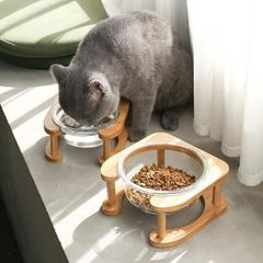 猫 食器台 600ML 800ML フードボウル 食器 猫用 犬用 小型犬 食器台 ガラス 餌皿 エサ皿 えさ皿 食べやすい 皿 お皿 ペット用 高さがある