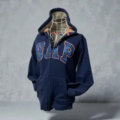 GAP Full Zip Hoodie Jacket Women's M Boa Lined Navy Blue ギャップ 裏ボア ジップパーカー レディース M相当 ネイビー