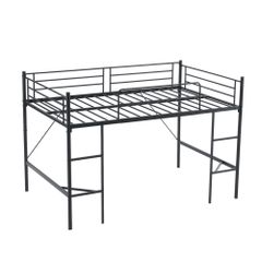 「数量限定セール」全新品 【ブラック】【SDセミダブル】 ロフトベッド パイプベッド  ベッド デスク付  木 収納 北欧風 子供部屋 スチール 耐震 ベッド