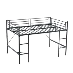 ロフトベッド セミダブル パイプベッド デスク付き 木製フレーム 収納付き 北欧風 スチール 耐震設計 おしゃれ 大人用 学生用 子供部屋 ブラック 多機能ベッド システムベッド インテリア 家具 省スペース