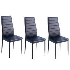 「数量限定セール」ブラック ダイニングチェア 3脚セット PUレザー 北欧風 モダン シンプル 組立簡単 おしゃれ 人気 座り心地良い 椅子 食卓用 チェアセット