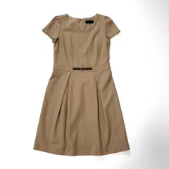 【UNTITLED／アンタイトル】 ウエストベルト付き ウールワンピース フレアワンピース ベージュ系 2 M