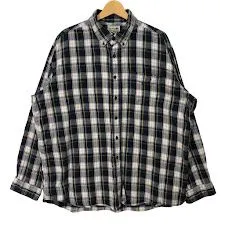 L.L.Bean エルエルビーン チェックネルシャツ 長袖 シャツ ボタンダウン ELSAVADOR製 XLサイズ ブラック ホワイト